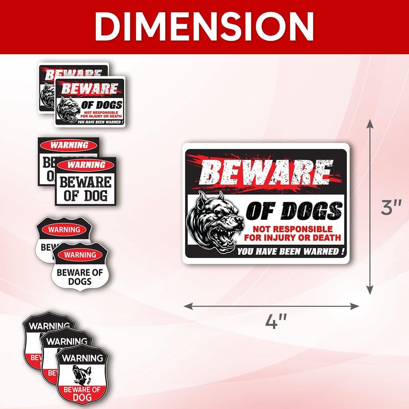 RABOWA Pack 8 Pcs Beware of Dog Sticker for Cars Vehicle Trucks Indoor Outdoor Window Laptops Warning Sign Bumper Stickers Waterproof Removable Vinyl Decals Car Exterior Home Accessories - Image 2